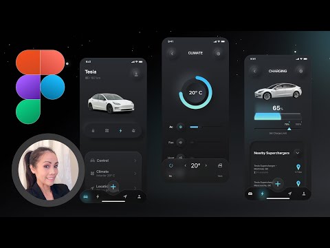 UI Design a Dark Neumorphism Tesla app in Figma from scratch