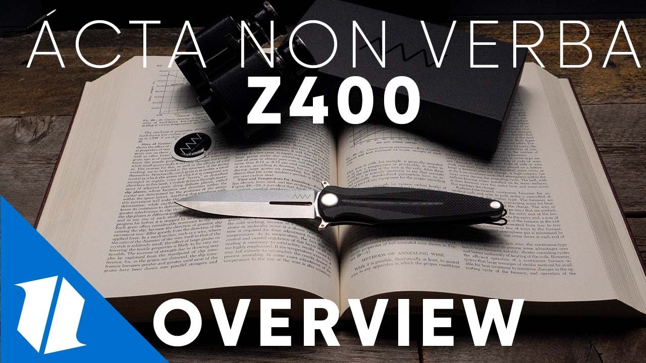 Acta Non Verba Knives Z400 Liner Lock Dagger Knife Black G-10 (4" Stonewash) 