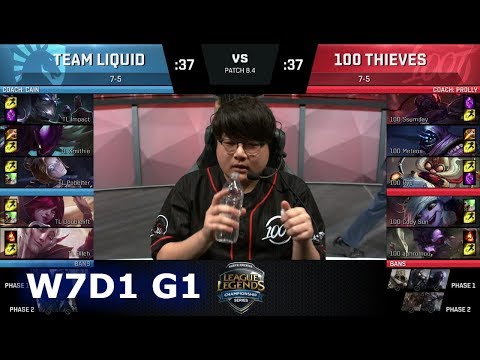 Team Liquid vs 100 Thieves | Week 7 Day 1 of S8 NA LCS Spring 2018 | TL vs 100 W7D1 G1