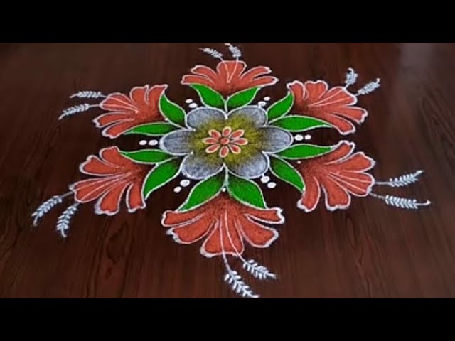 Dotted rangoli hibiscus rangoli by sresta