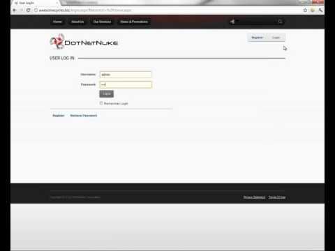 Logging into DotNetNuke 6.2 with the Admin account