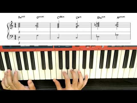 Encadeamento da Forma A na progressão II-V-I na tonalidade maior (de C à F)