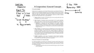 S Corporation Basics - General Tax Consequences