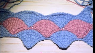 Tunisian Crochet: How to Tunisian crochet shell stitch pattern bi color