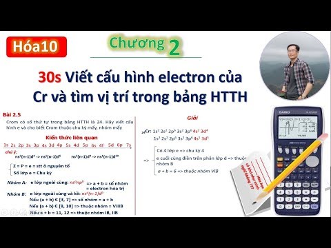 ✔ Hóa10| Viết nhanh cấu hình e và tìm vị trí Cr trong bảng HTTH (chương 2)