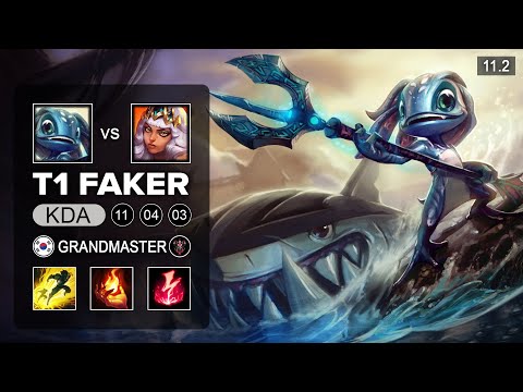 T1 Faker Fizz Mid vs Qiyana - KR Grandmaster Patch 11.2