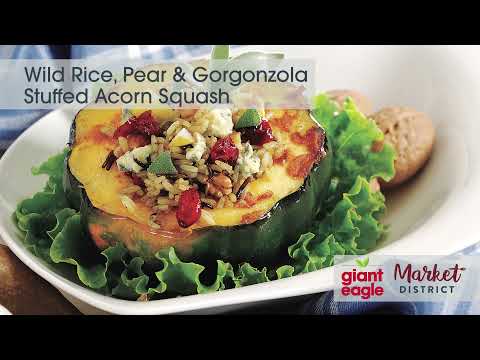 Wild Rice, Pear and Gorgonzola Stuffed Acorn Squash
