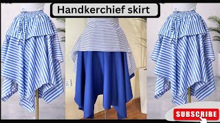 HOW TO CUT AND SEW TRENDY HANDKERCHIEF SKIRT WITH ACTUAL WAISTBAND #beginnerfriendly #sewing 