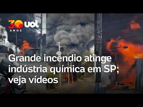 Incêndio de grandes proporções atinge indústria química em Itaquaquecetuba (SP); veja vídeos