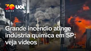 Incêndio de grandes proporções atinge indústria química em Itaquaquecetuba (SP); veja vídeos