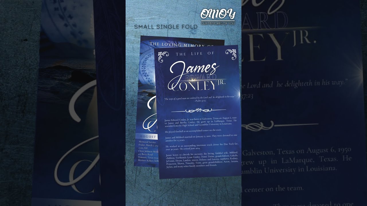 James Edward Conley, Jr Funeral Program Design - Small Single Fold