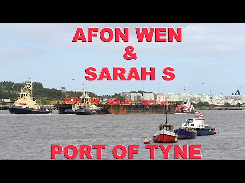 Offshore Tug Afon Wen Pulling Barge Sarah S : Port of Tyne (Newcastle)