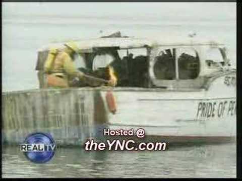 Fireman blows up in boat fire