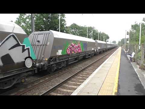 66776 with bogie hopper wagons. Arcow Quarry (Gbrf) to Bredbury Tilcon (Gbrf). Cononley. 29.7.21