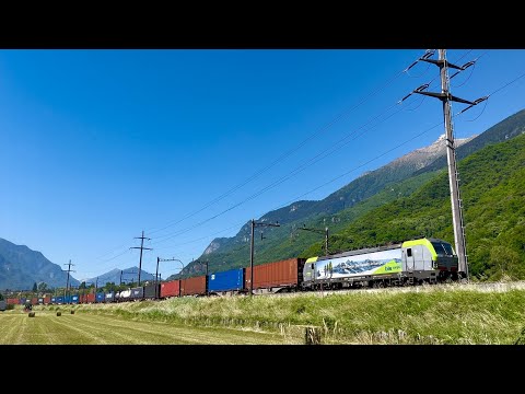 #222# TRENI MERCI - Lungo intermodale BLSCargo a Claro, destinazione Melzo-Scalo! #alptransit