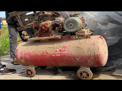 High pressure air compressor engine repair process // Restoring large capacity air compressors