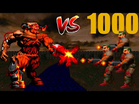Cyberdemon vs 1000 Zombie Rifle  - BRUTAL DOOM Monster Infighting