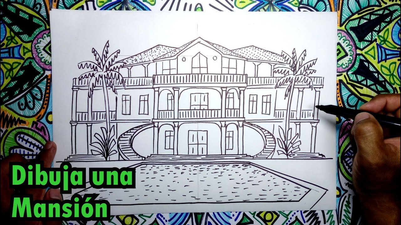 Cómo dibujar una casa tipo Mansión - pasos faciles