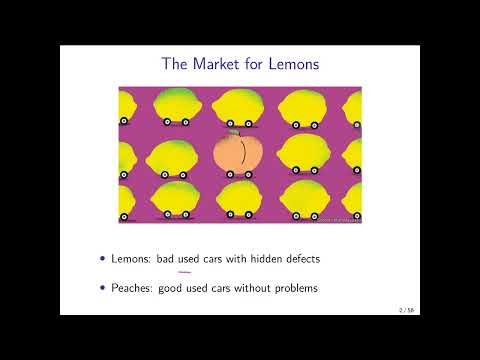 The Market for Lemons (Information Asymmetry 1)