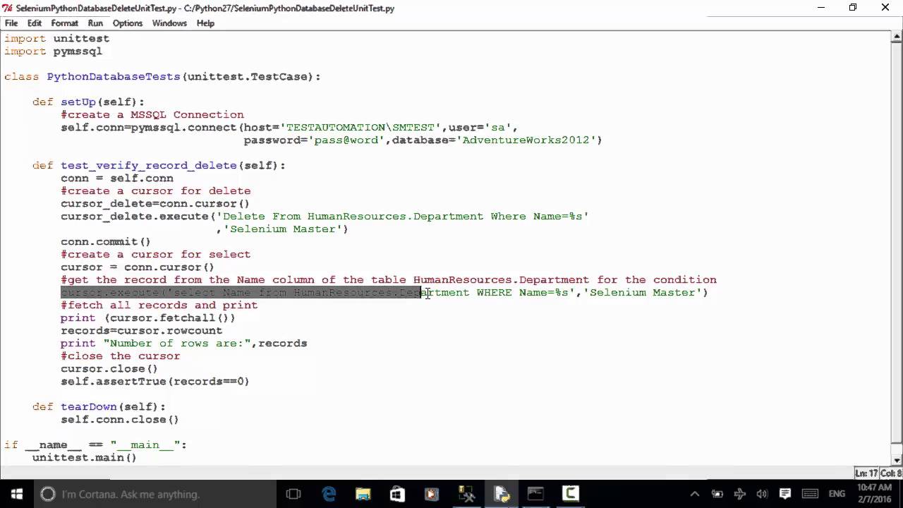 Selenium Python Webdriver Tutorial - Verify Delete Record in Database