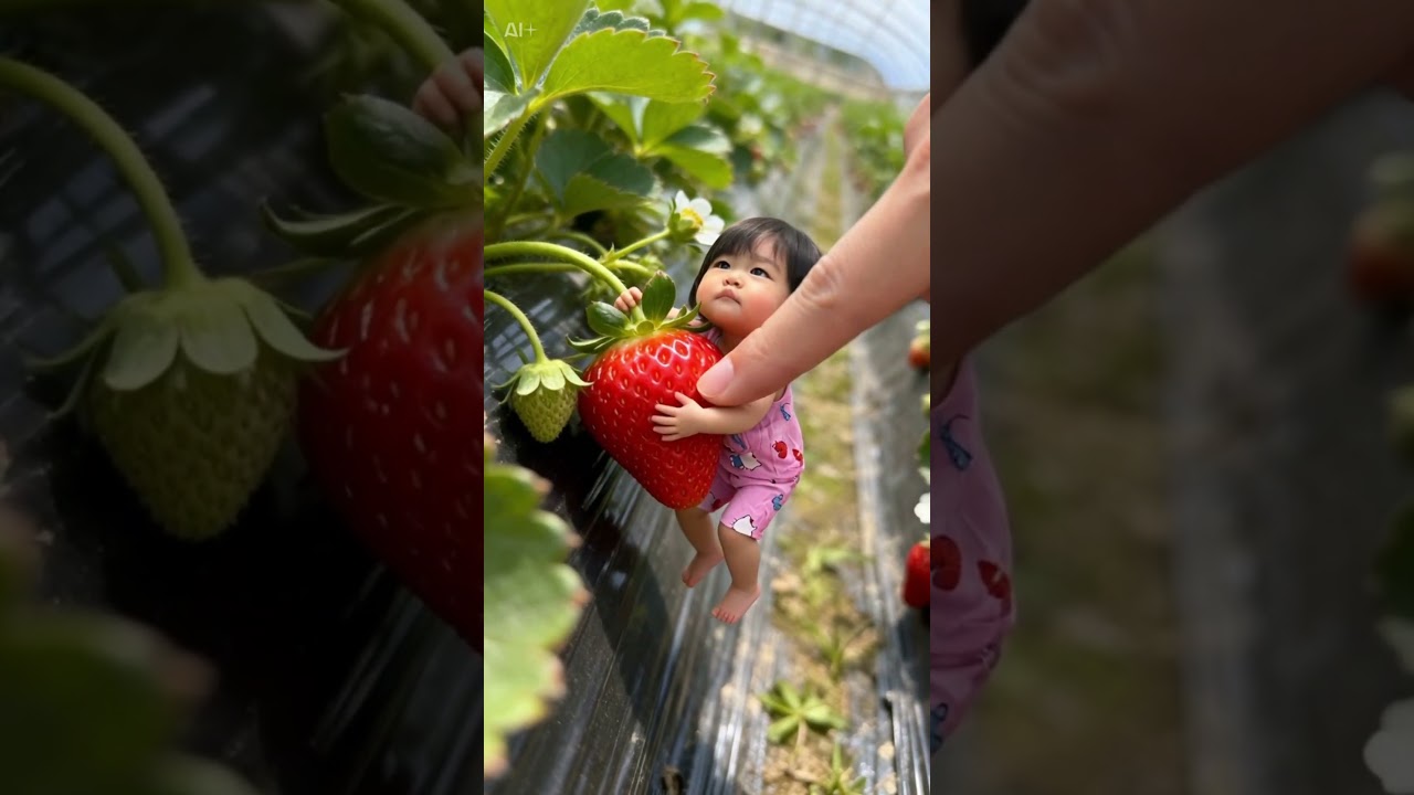The baby and the strawberry #cute #funny #baby