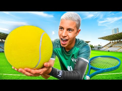 FIZ GOLAÇOS COM UMA BOLA DE TENIS GIGANTE!