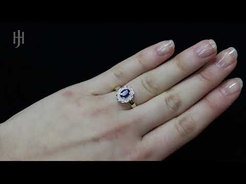 9ct Yellow Gold Diamond & Sapphire Cluster Ring - Hatton Jewellers London HJ243