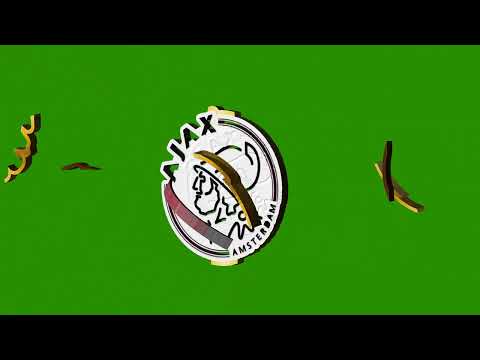 football logo animation ajax amsterdam fc with shatter effect and 3d object green screen background