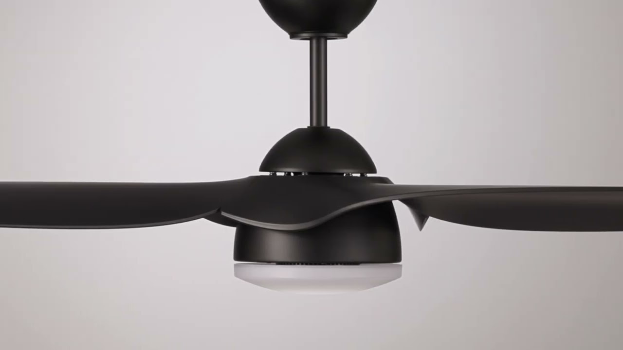 Video1 of 54" Casa Vieja Sierra Matte Black Damp LED Ceiling Fan with Remote