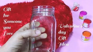 Glass Jar Art/  Mason Jar Painting/ Jar Painting Ideas/ Glass Jar Light/Valentine's Day Gift
