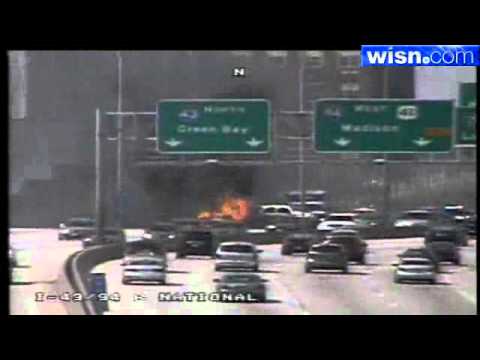 Raw Video: Car Burns On I-43