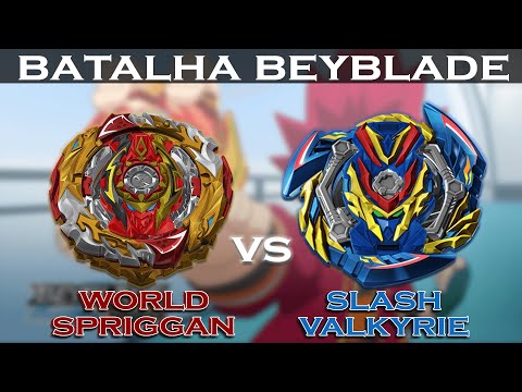 Beyblade Batalha - Slash Valkyrie.Bl.Pw RETSU VS World spiggan.U' 2B (direita) - Beyblade Burst