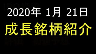 【株式投資】2020年 1月 21日 成長銘柄を厳選２銘柄紹介