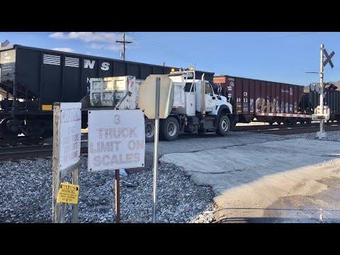 Abandoned Coal Terminal, Coal Train Passes Dump Truck At RR Crossing, Kenova, West Virginia Trains!