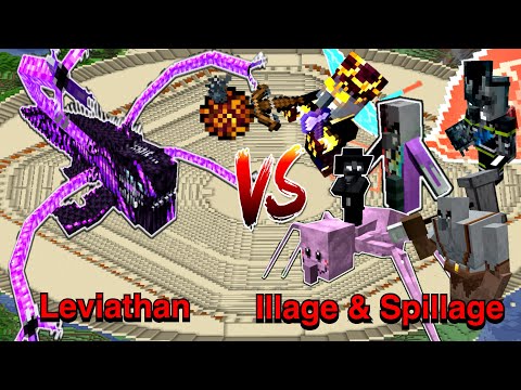Minecraft |Mobs Battle| Leviathan (L_Ender 's Cataclysm)  VS Illage & Spillage