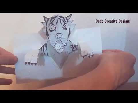 Tiger pop-up card moving his arm's