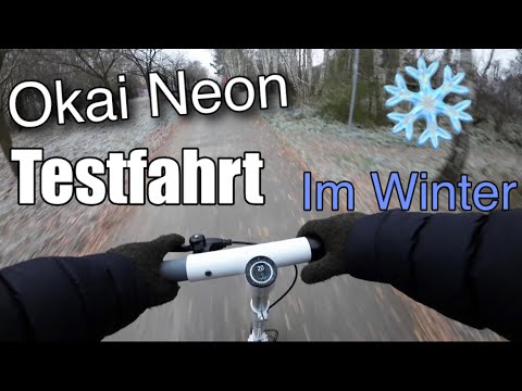 Okai Neon ES20 E Scooter Testfahrt im Winter bei -2°C - mit kurzer Steigung DE Version