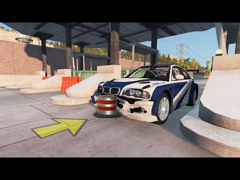 Cars vs Bollards - BeamNG.Drive