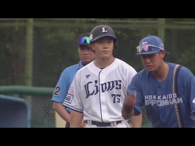 【ファーム】ライオンズ・奥村光一 センターへの2点タイムリーヒットで追加点をあげる!! 2024年7月4日 埼玉西武ライオンズ 対 北海道日本ハムファイターズ