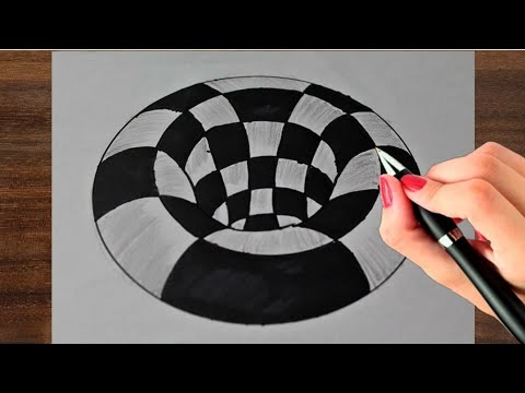 How To Draw 3d Hole ! Very easy Anamorphic Illusion ! Optical Illusion Drawing