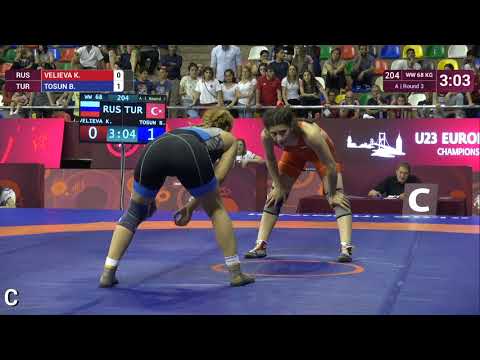 Round 3 WW - 68 kg: K. VELIEVA (RUS) v. B. TOSUN (TUR)