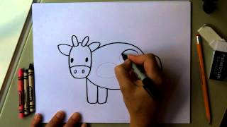How to Draw a Cow - Easy Drawing Tutorial! Fun for kids! moo!!