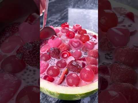Watermelon Heart Jelly Vibe 🩷🍉 #sago #asmr #dessert #watermelon