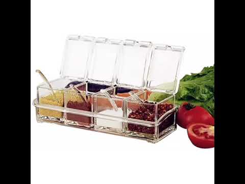 White stainless steel set of 4 crystal spice rack, for home,...