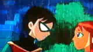 starfire and robin kissing