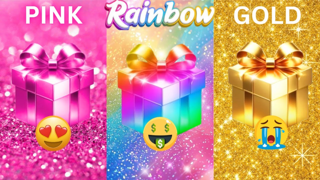 Choose your gift 🎁💝🤮 3 gift box challenge2 good & 1 bad | Pink, Rainbow & Gold #chooseyourbox