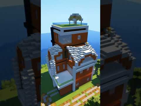 SKYROAD Timelapse - Wooden Beach House in Minecraft #Shorts