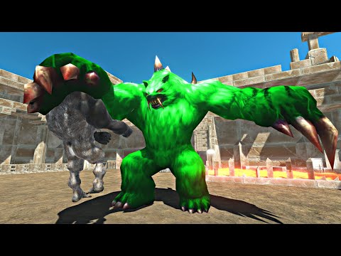 Plant Mutant Bear vs Mutant Primates in Lava Temple - Animal Revolt Battle Simulator