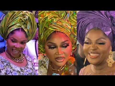 SEE HOW ENIOLA BADMUS AND QUEEN MOTHER LIT UP MERCY AIGBE MUM’S FINAL BURIAL