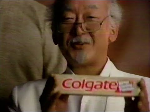 1989 Colgate toothpaste TV Commercial with Pat Morita (Mr. Miyagi)